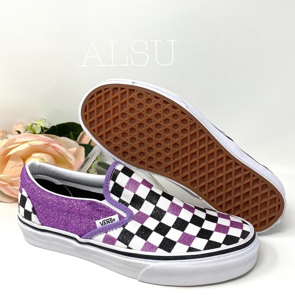 VANS Classic Slip On Glitter Checkerboard Violet W - Picture 3 of 6